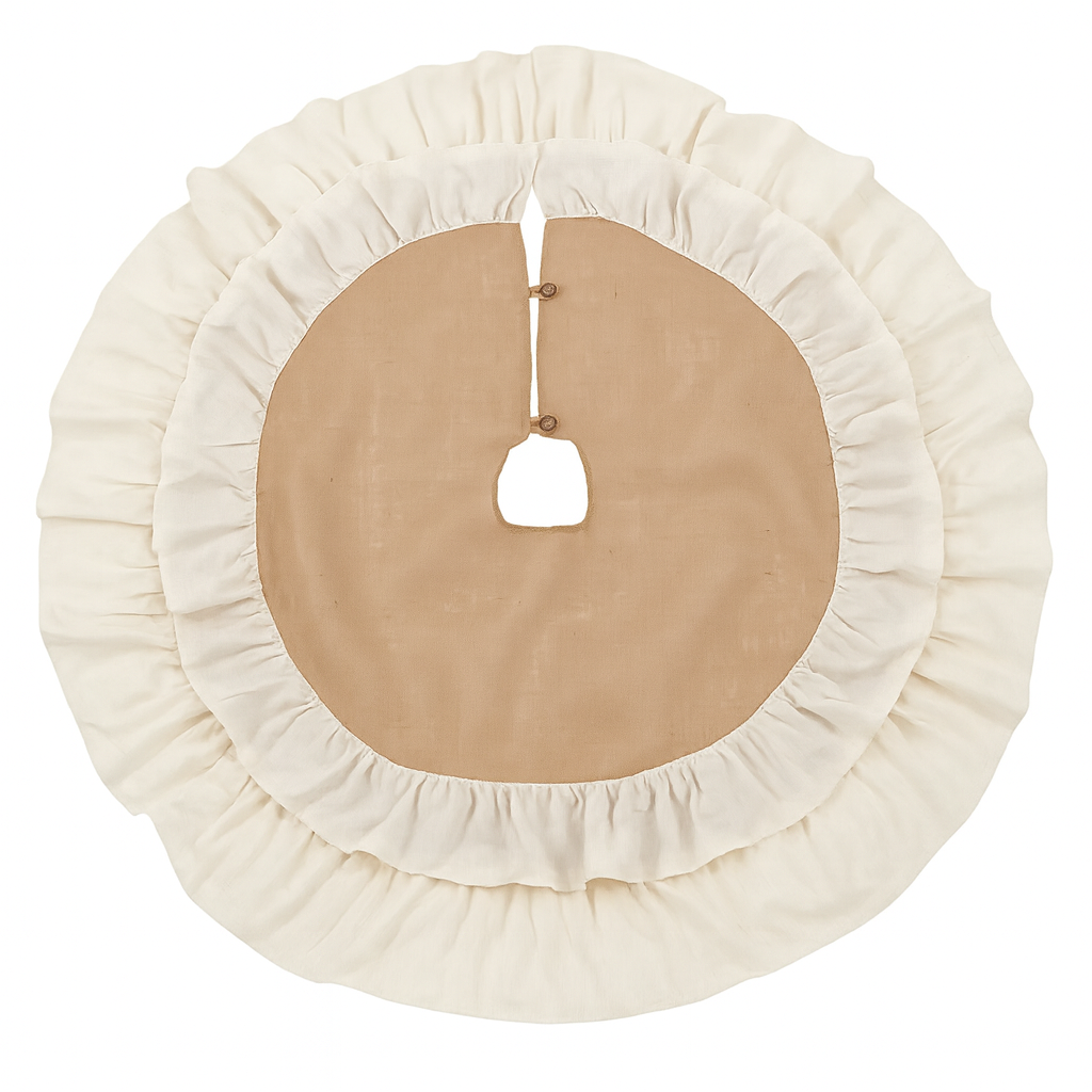 Natural Cotton Jute Ruffle 56" Round Christmas Tree Skirt