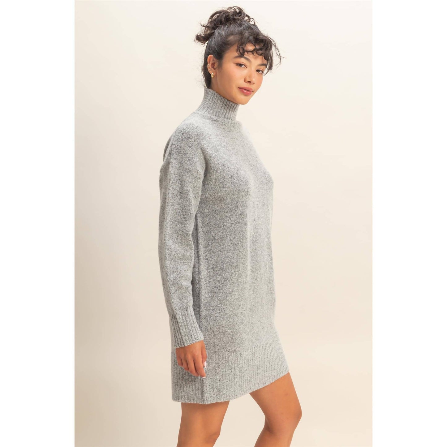 High Neck Sweater Mini Dress