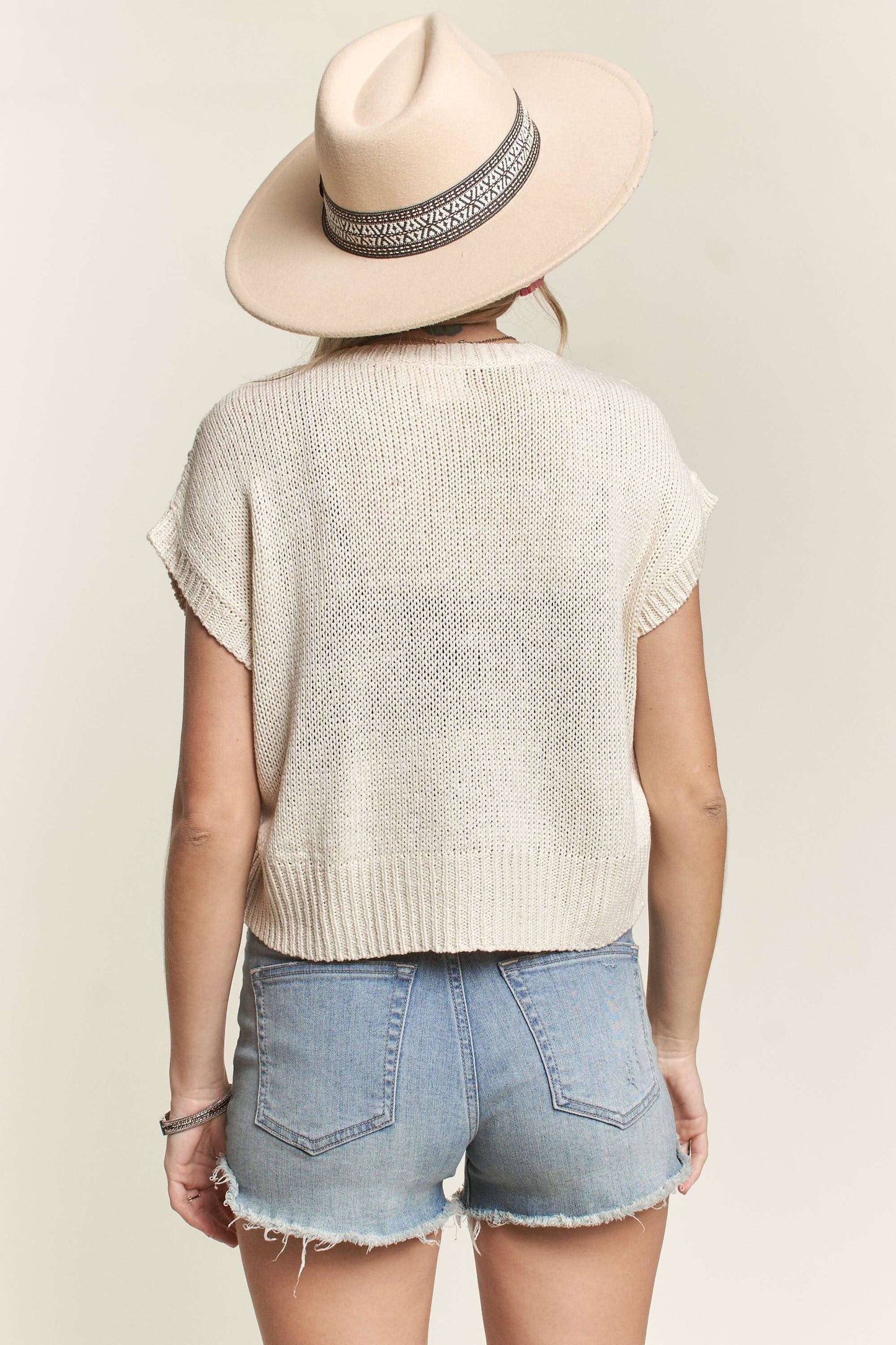 LESW3572-MULTI COLOR CROCHET TOP
