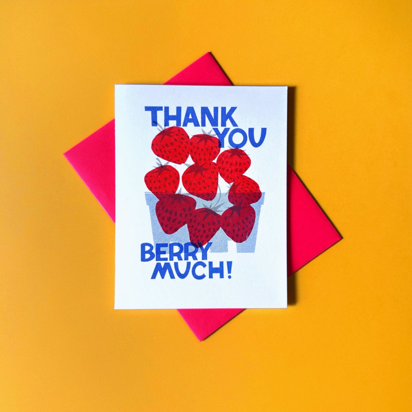 Thank you Berry Much Risograph Strawberry Card