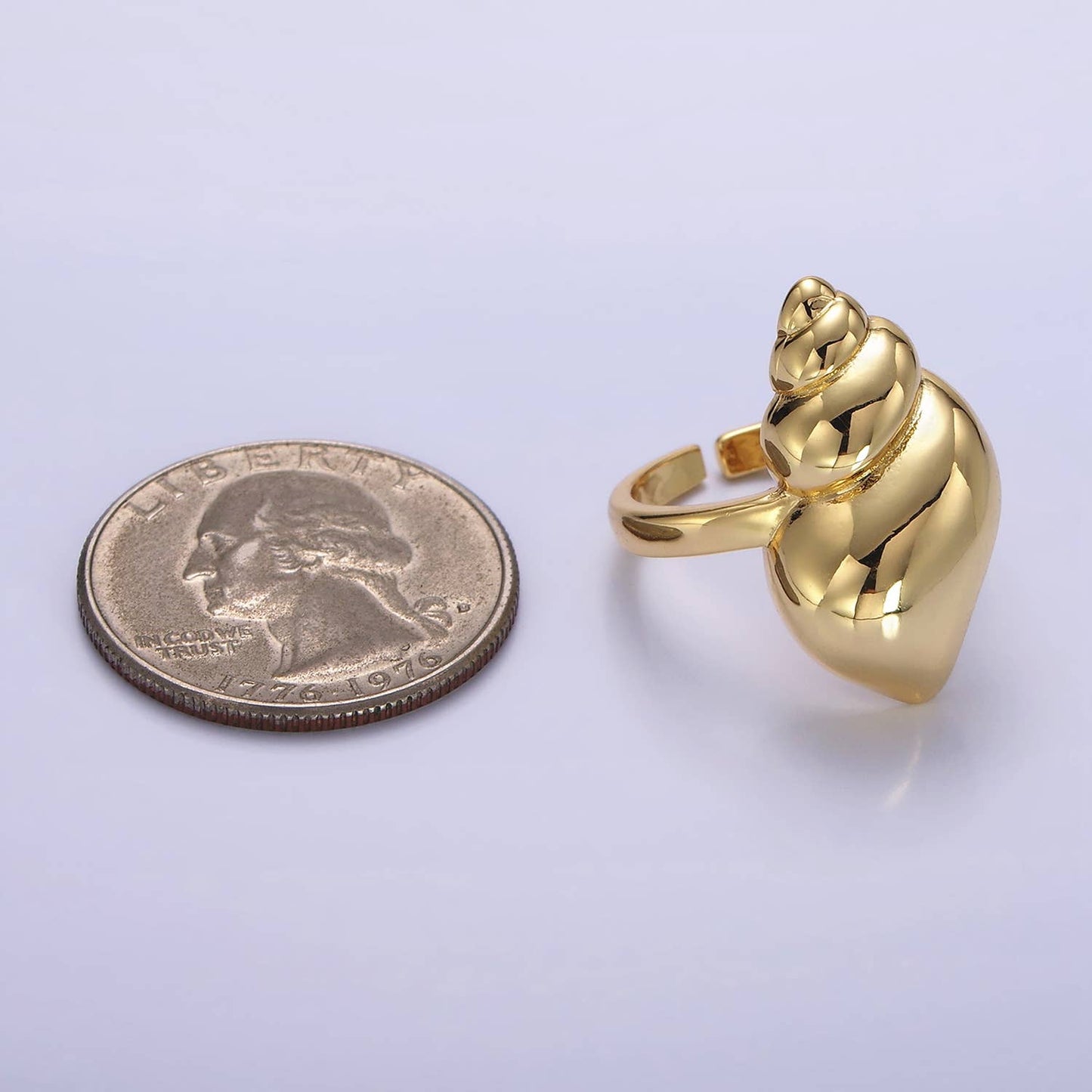 The Sebastian Gold Trumpet Clam Shell Beach Adjustable Ring
