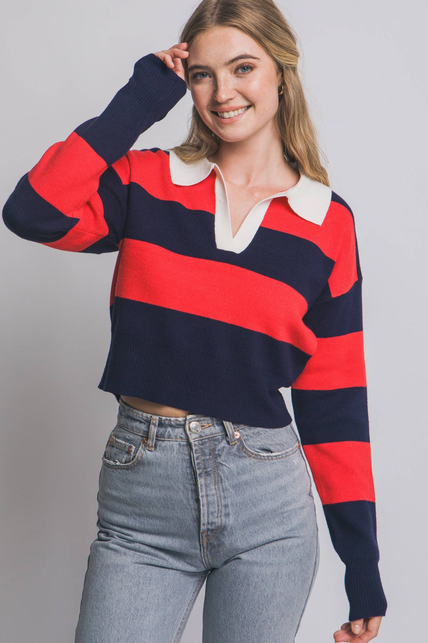 .....0807 Stripe Polo Sweater SI-28199