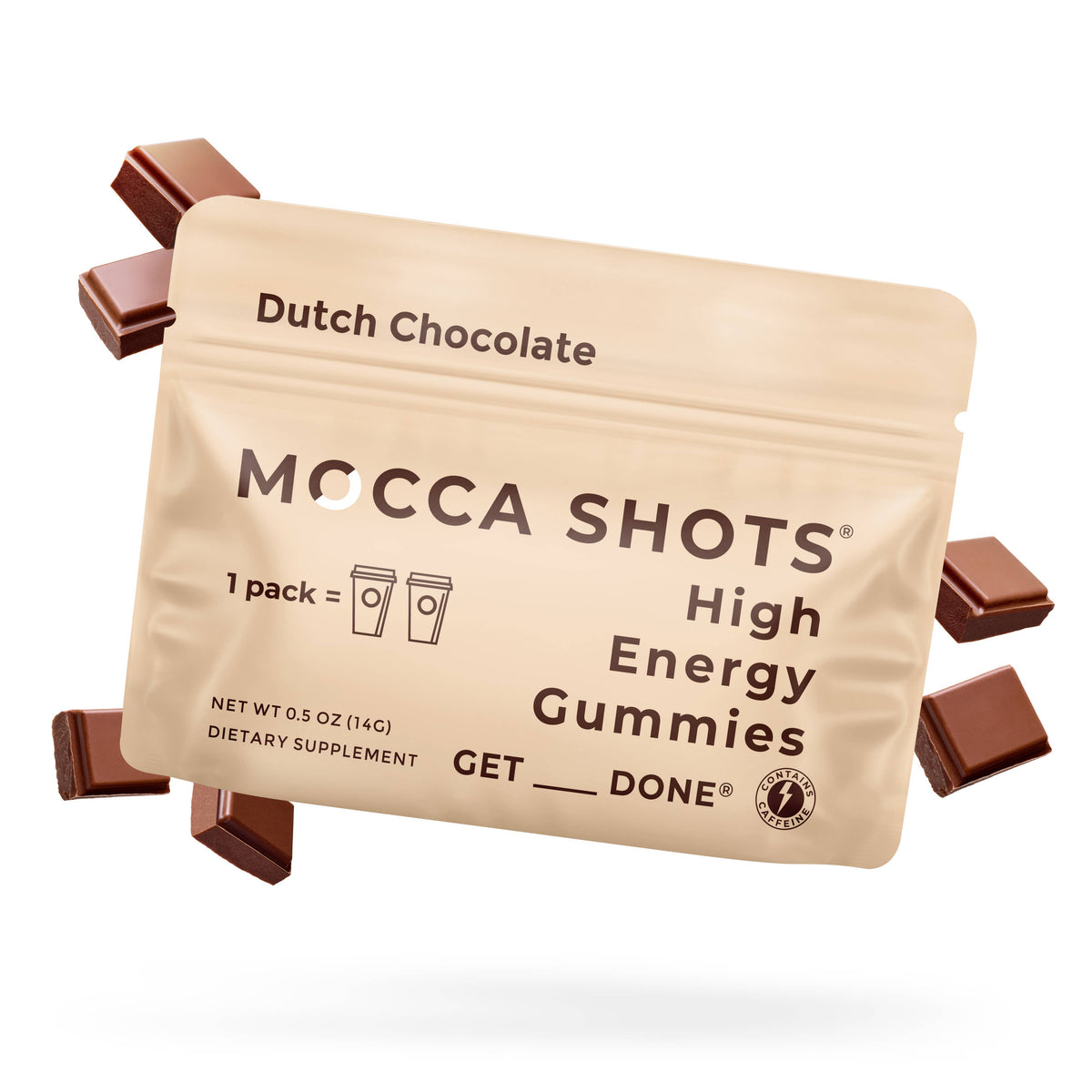Mocca Shots Dutch Chocolate Caffeine Gummy | 2-Pack