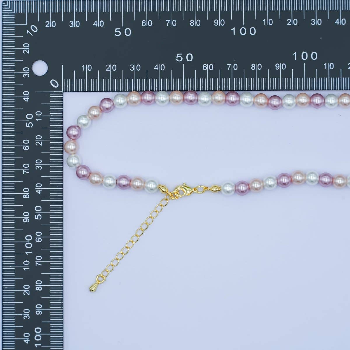 24K Gold Filled 4mm, 6mm Gradient White-Pink-Purple Shell Pearl 17 Inch Necklace | WA-2791 WA-2792