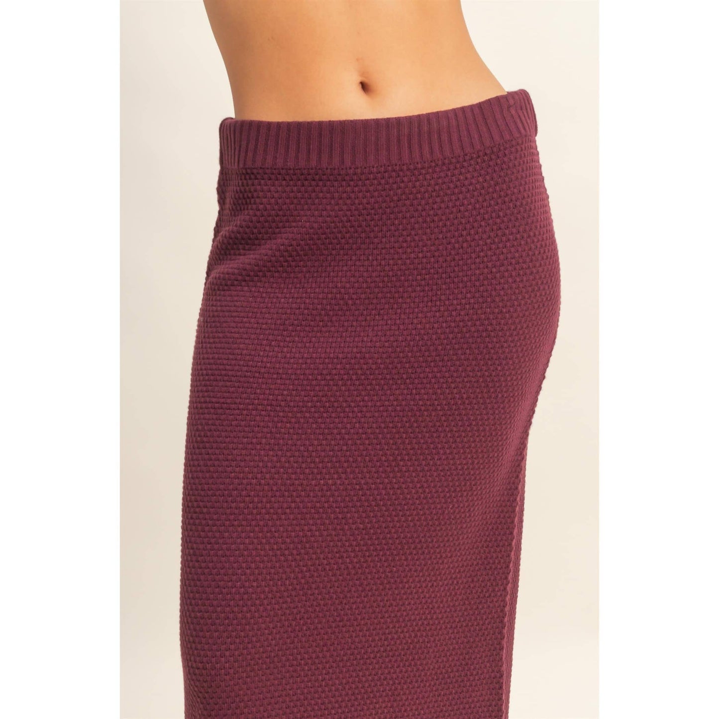 Textured High Neck Sweater & Skirt Set