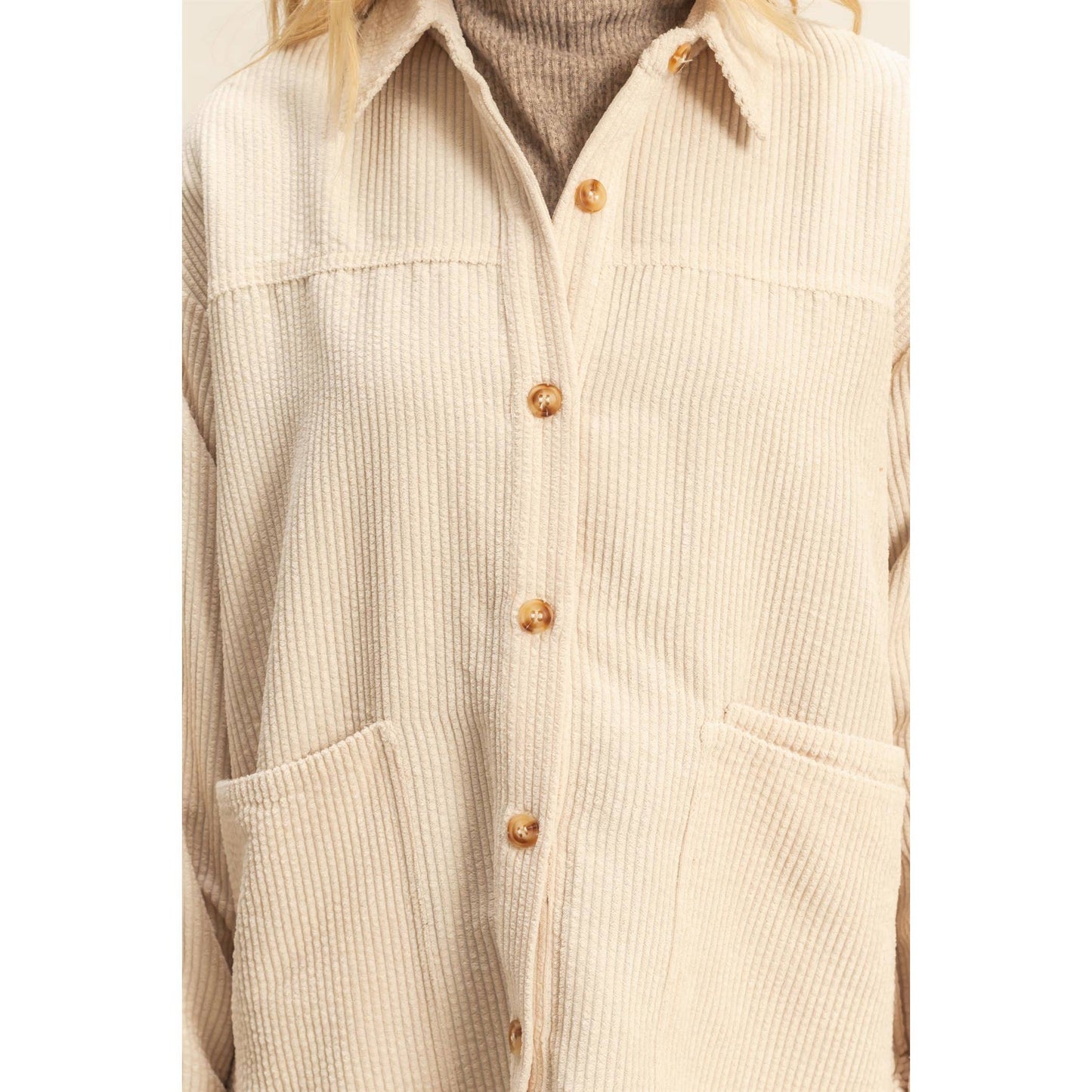 Classic Corduroy Shacket With Pockets