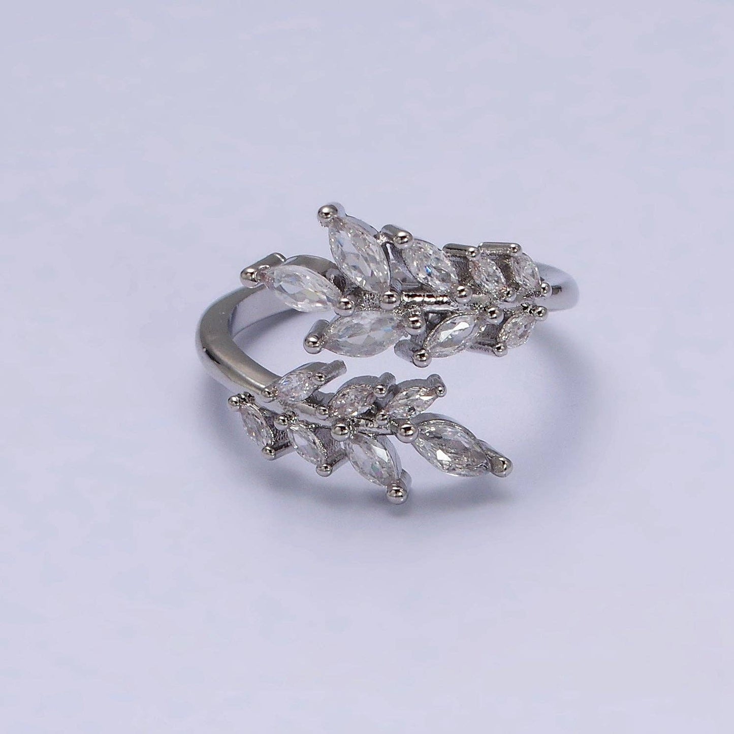 Gold Filled Clear Marquise CZ Leaf Nature Open Ring