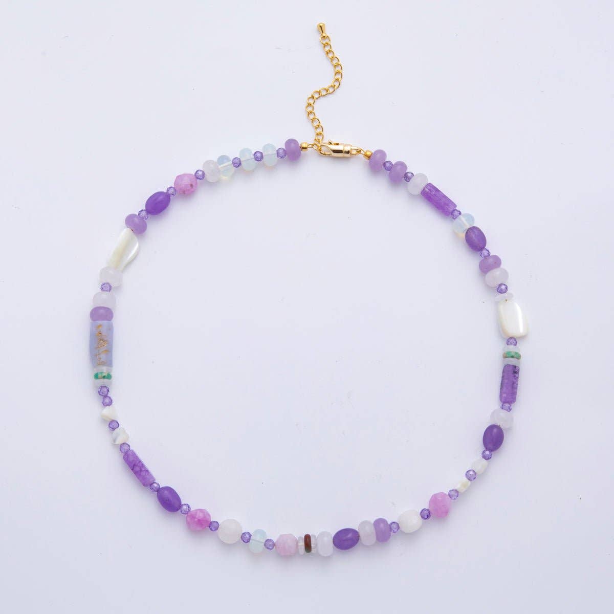 18K Gold Filled Splashed Earth & Sky Toned Color Colorful Gemstone Beaded Necklace 17.3 Inch with Extender | WA3302 - WA3315