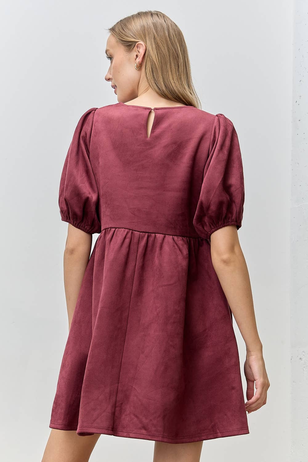 3D EMBROIDERED SUEDE DRESS