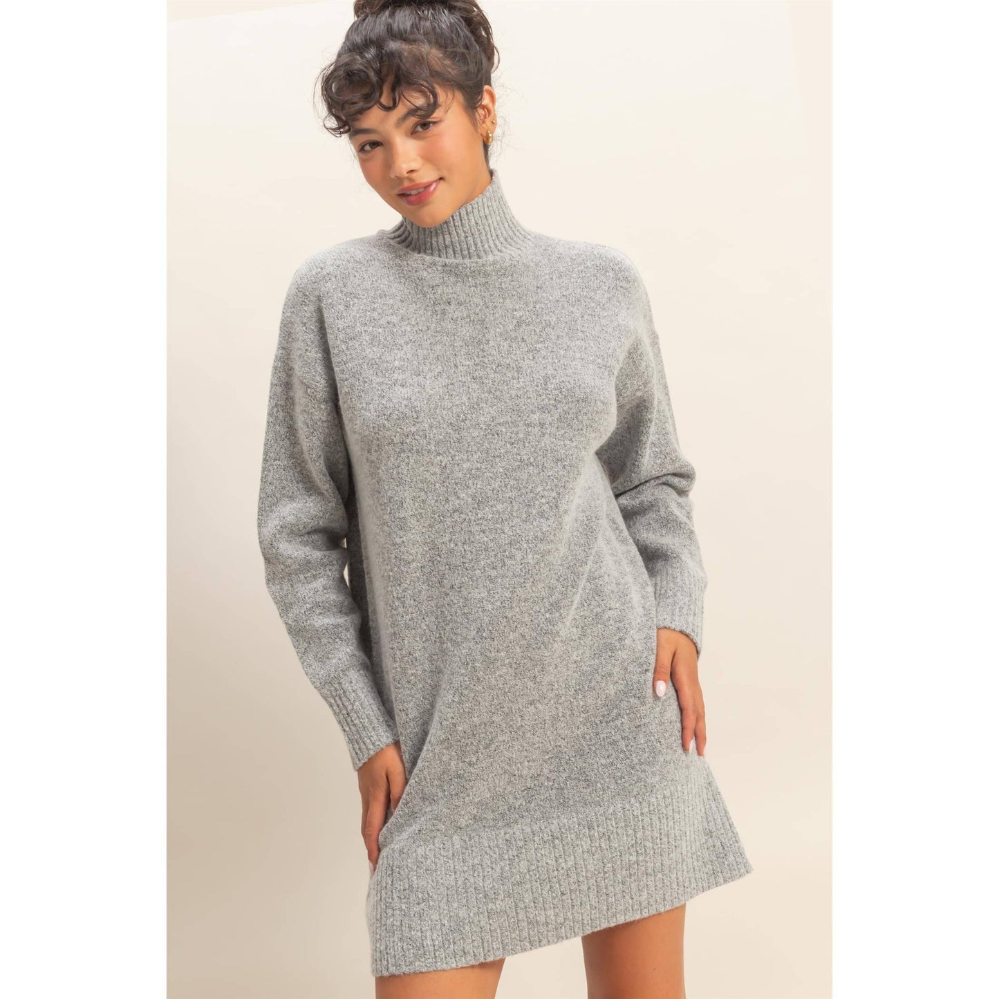 High Neck Sweater Mini Dress