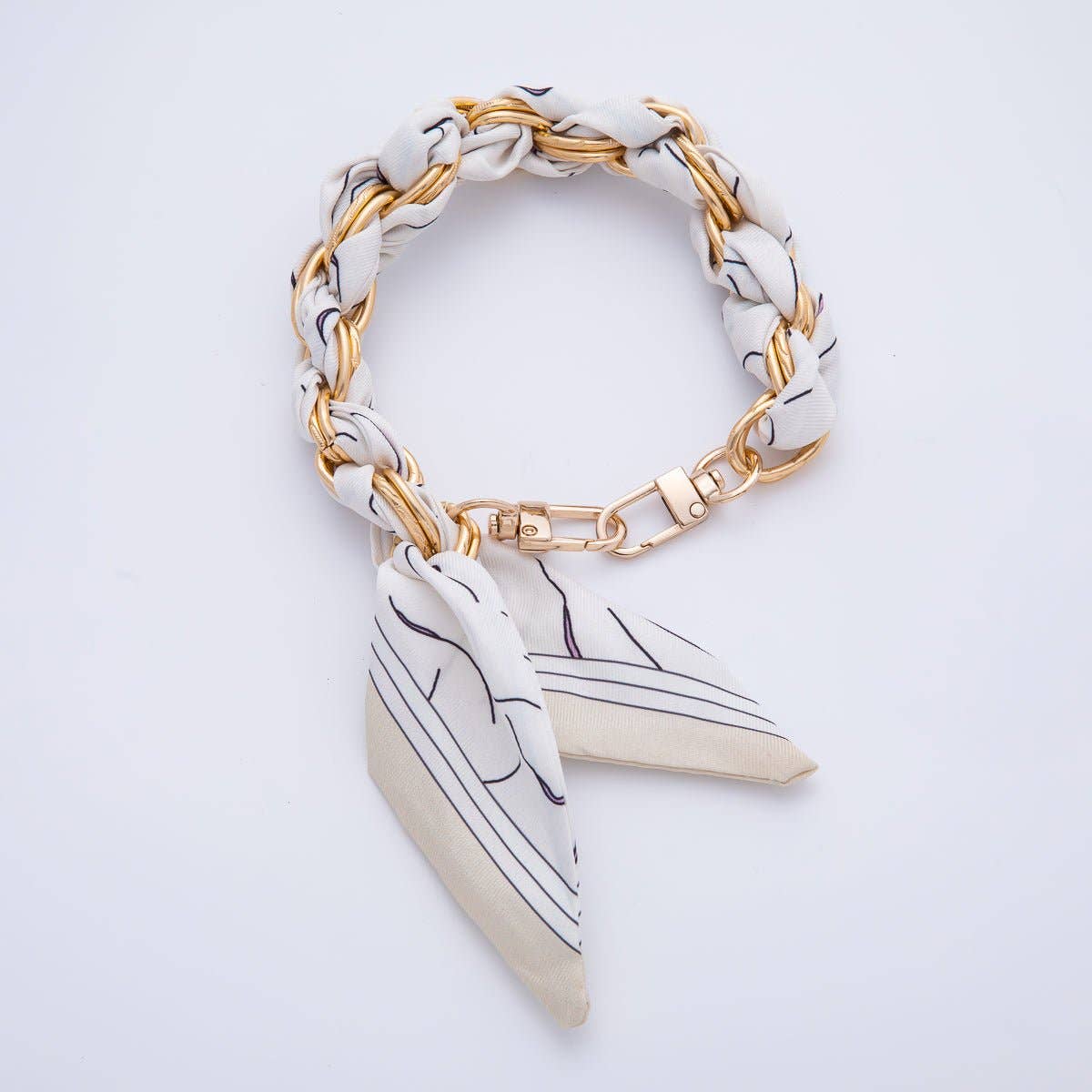 18K Gold Filled Silk Textile Knot Bag Charm Bracelet Keychain Accessories | WB-00156 - WB-00169