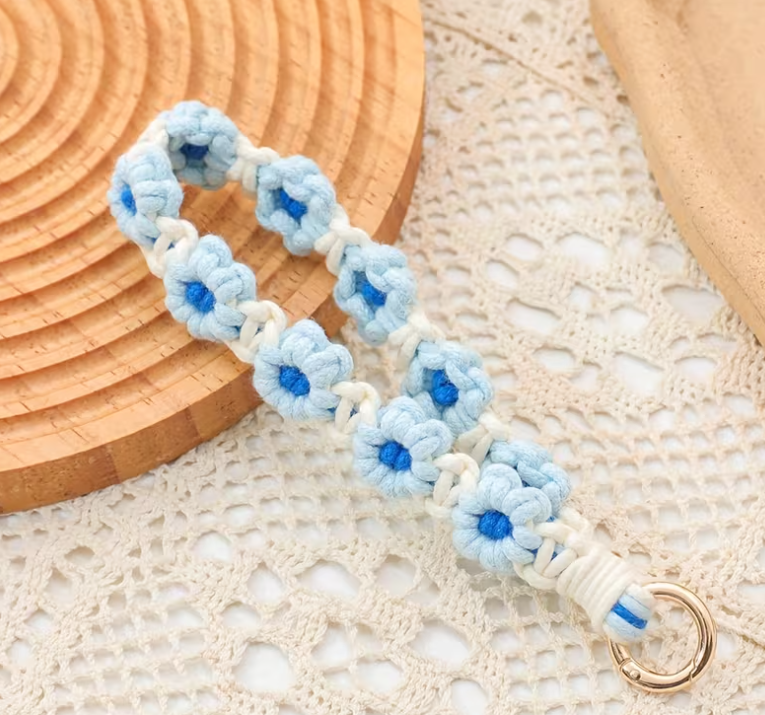knotted flower bag charm/key chain