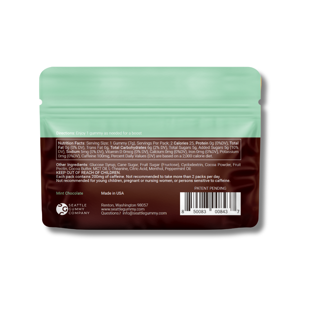 Mocca Shots Mint Chocolate Caffeine Gummy | 2-pack