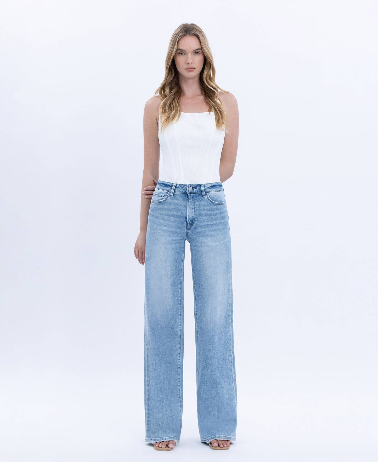 HIGH RISE FULL LENGTH WIDE JEANS F6060