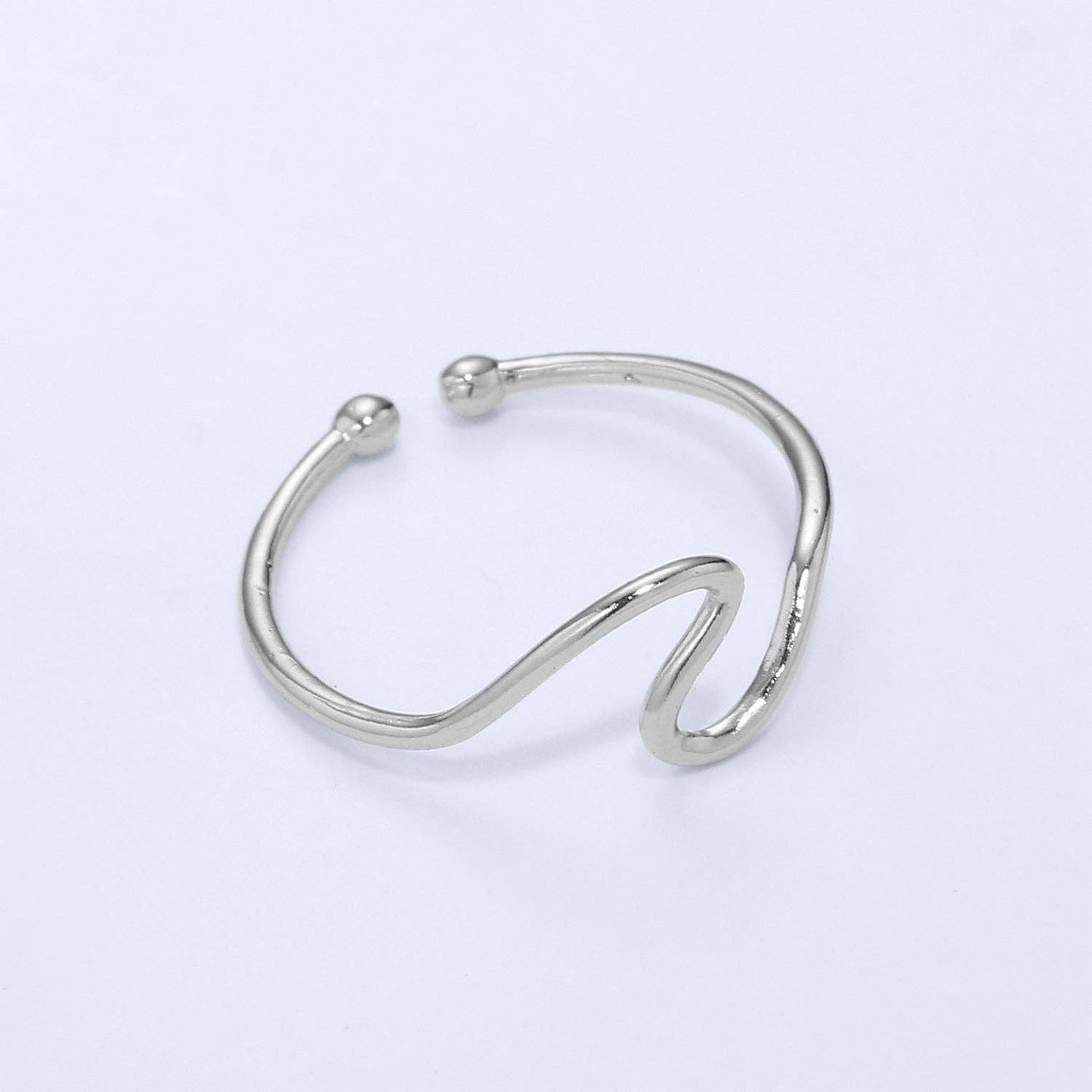 Minimalist Ring Gold Open Ring Wave Curvy Ring, Thin Ring Gold Ring Dainty Stackable Ring Adjustable Ring.R-084