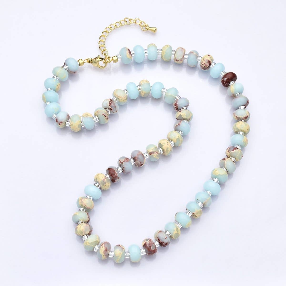 14K Gold Filled Blue Turquoise Natural Gemstone 16 Inch, 18 Inch Necklace | WA-3143 WA-3144