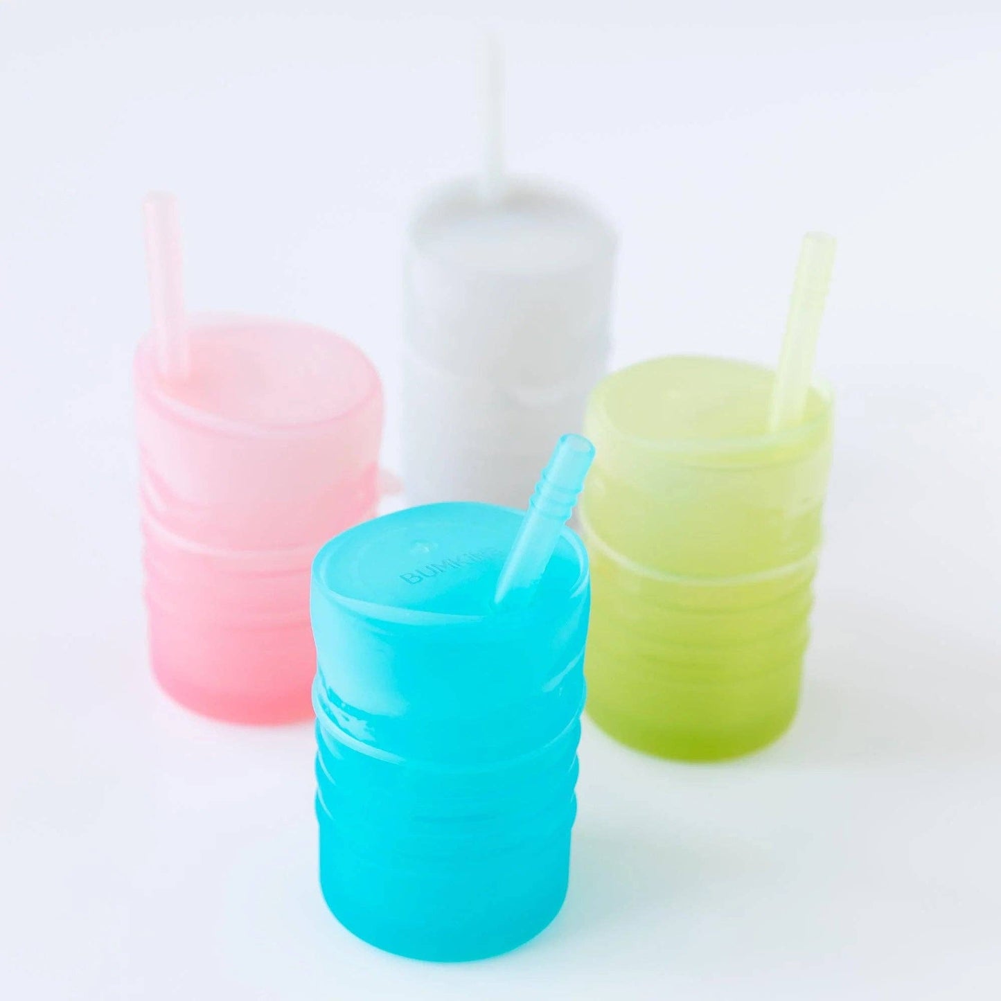 Silicone Straw Cup with Lid: Blue