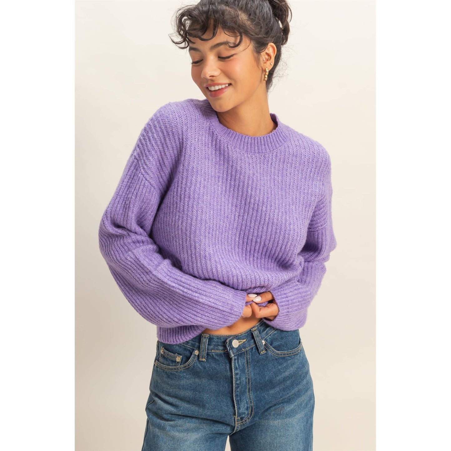Ribbed Crew Neck Sweater
