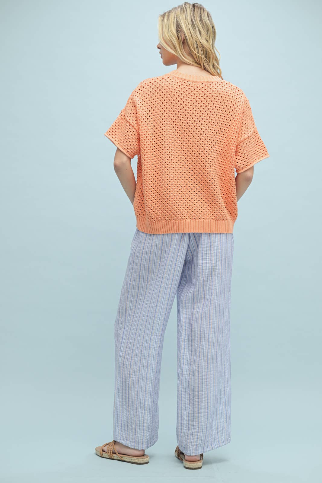 OPEN KNIT BUTTON-UP SWEATER TOP / WL24-9774