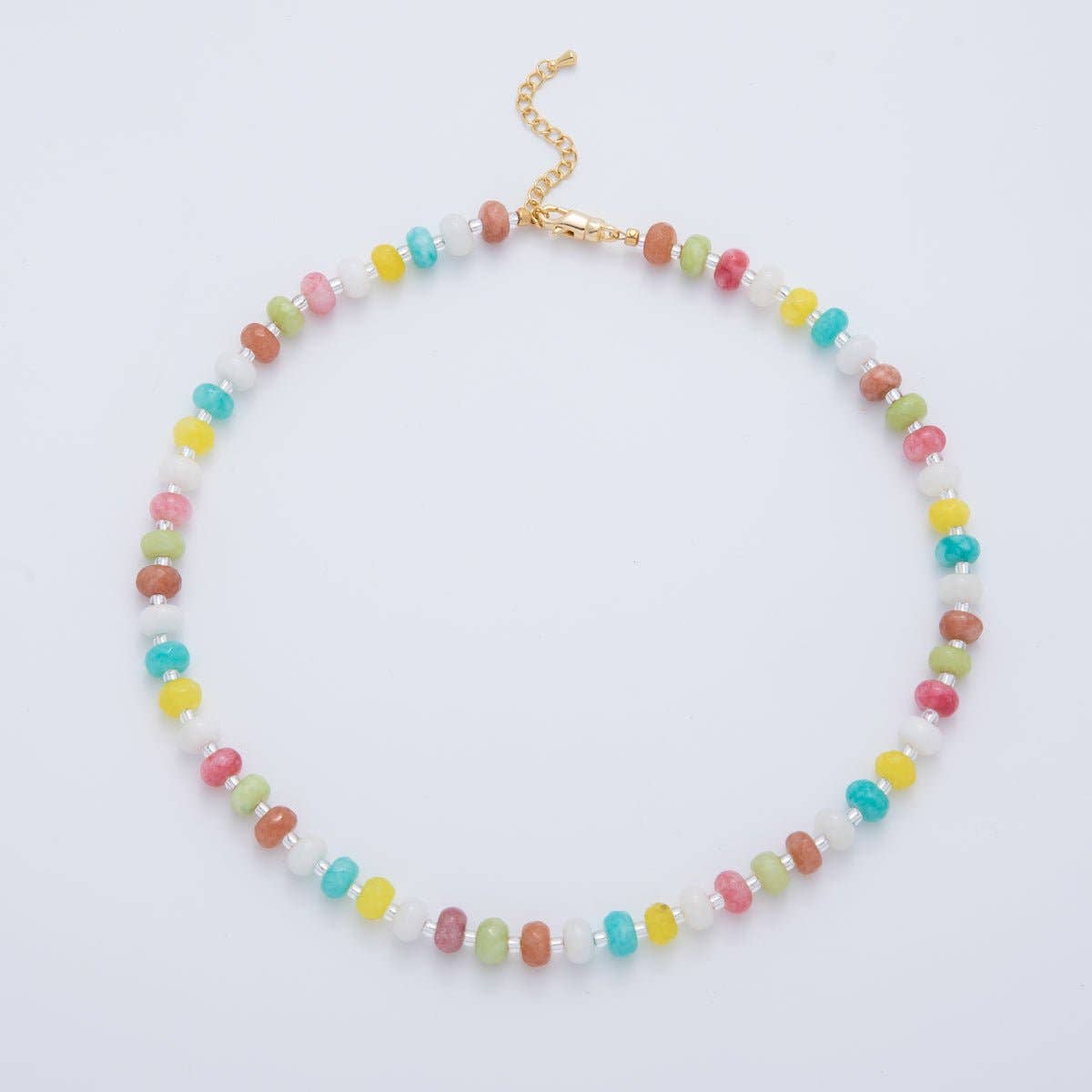18K Gold Filled Splashed Earth & Sky Toned Color Colorful Gemstone Beaded Necklace 17.3 Inch with Extender | WA3302 - WA3315