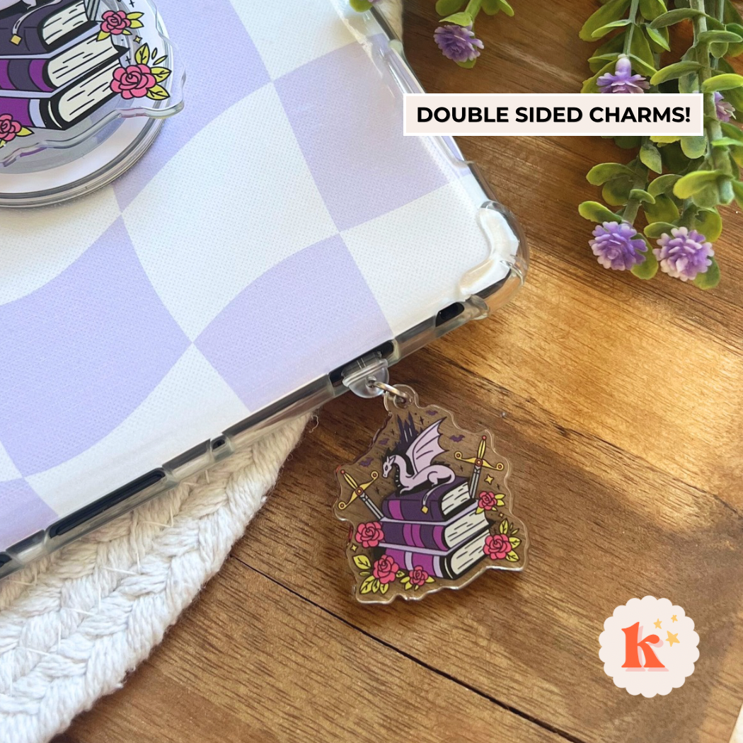 Book Dragon Fantasy Kindle Charm, Kobo Kindle Accessories