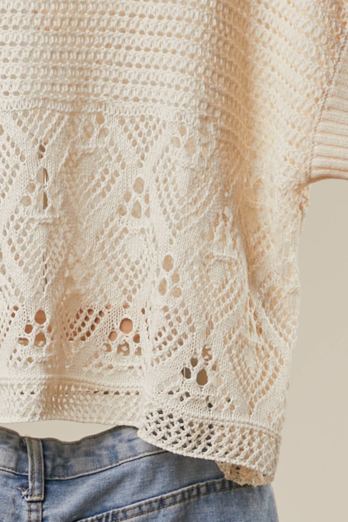 Floral Detail Crochet Boho Top