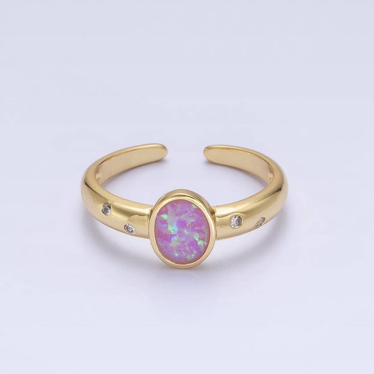 Dainty Gold Fill Fire Opal Ring Oval Ring Open Adjustable Ring O-1785~O-1788