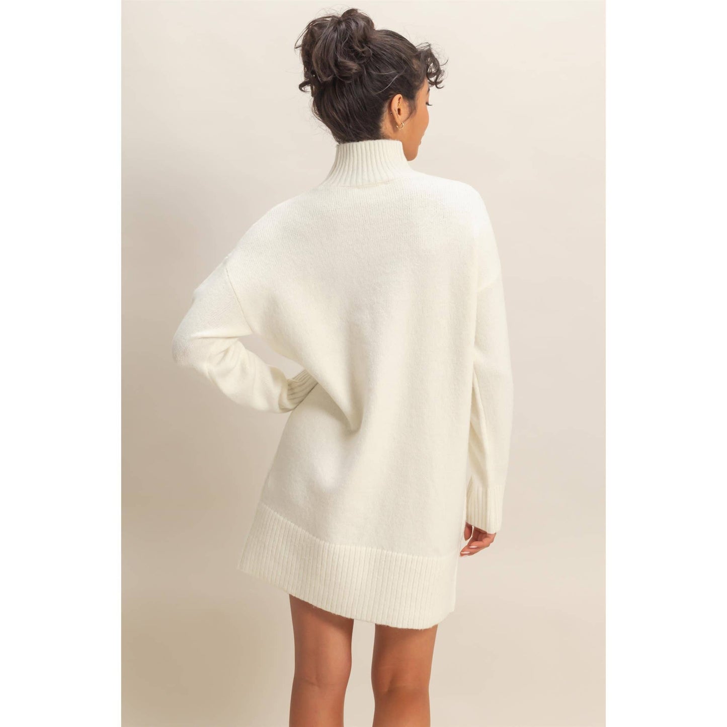 High Neck Sweater Mini Dress