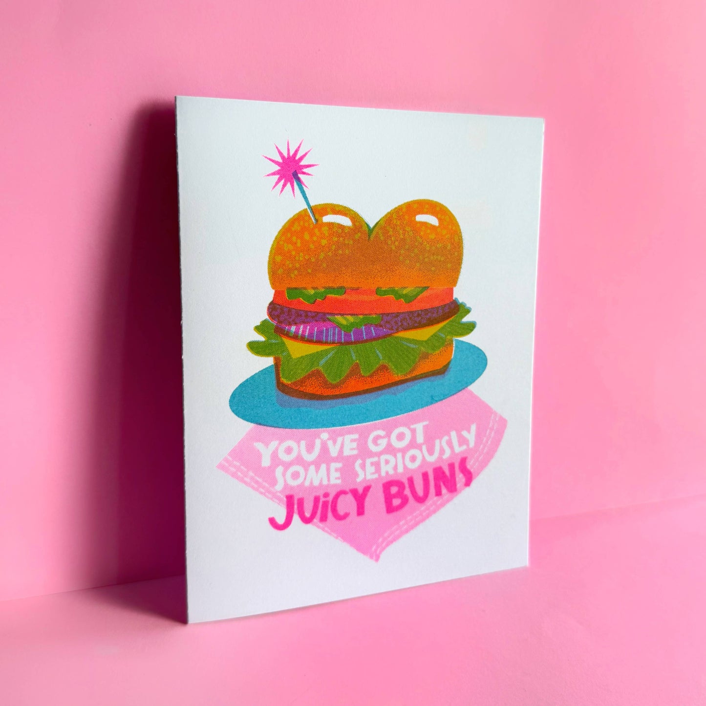 Juicy Buns - Risograph Greeting Card