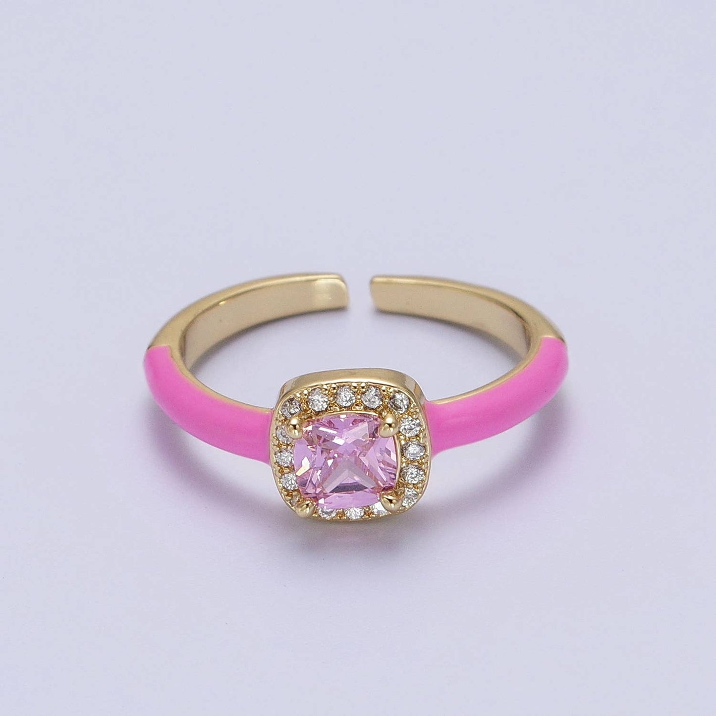 Gold Filled Square CZ Enamel Adjustable Ring Y340 ~Y342