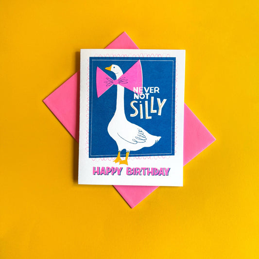 Silly Goose - Funny Risograph Birthday Card