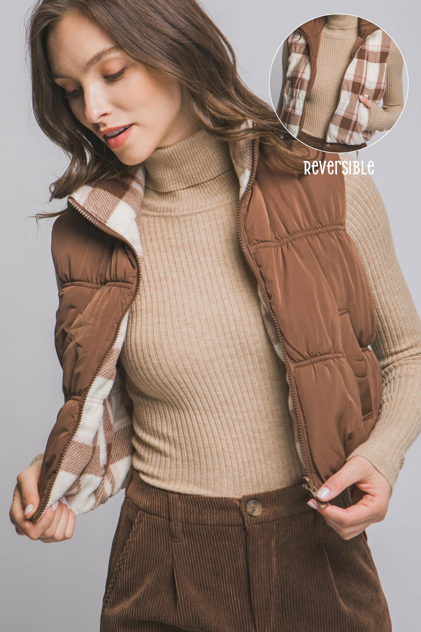 ,..._ 0805 Full-Zip Reversible Puffer Vest SI-28323