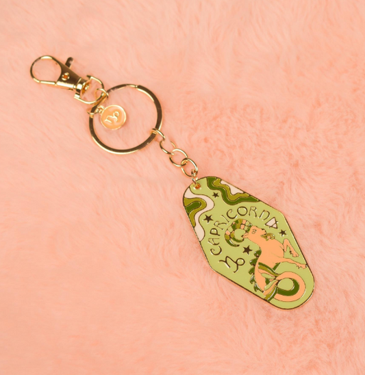capricorn metal keychain