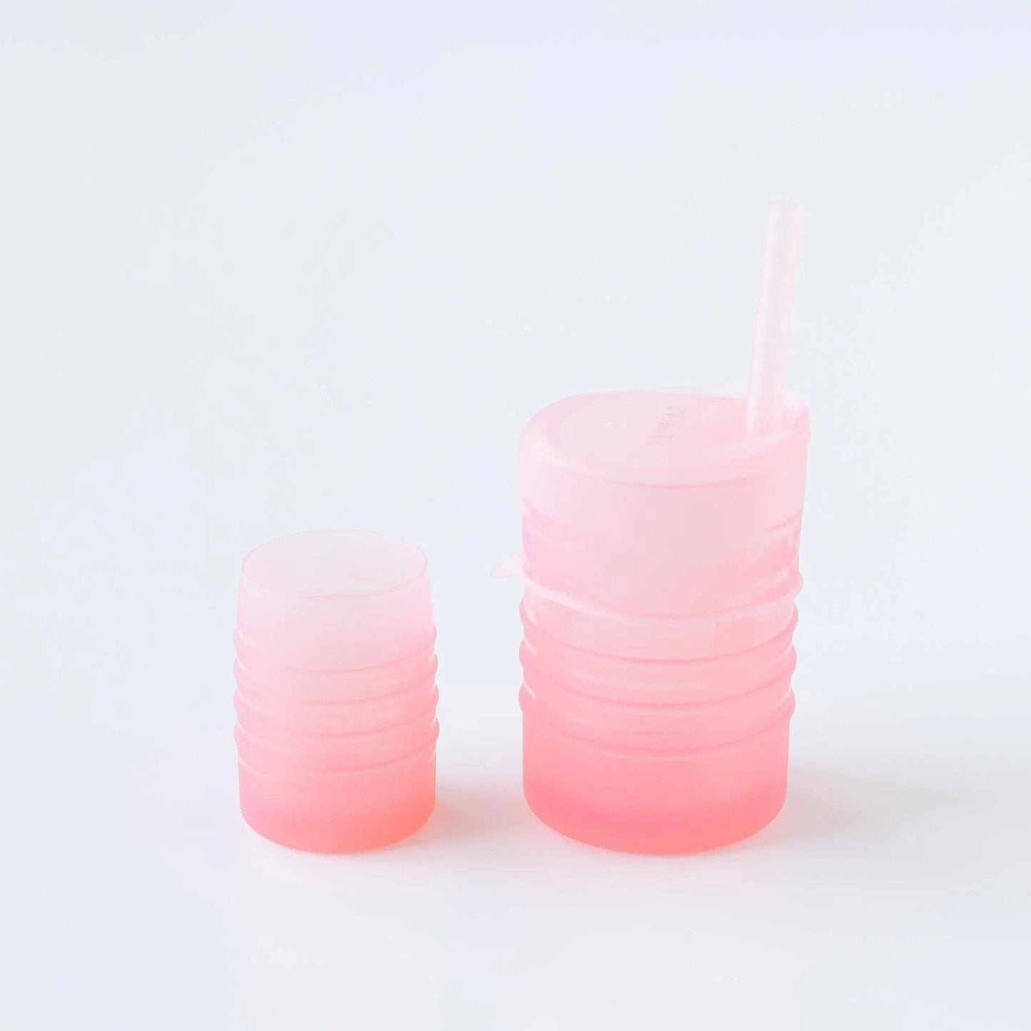 Silicone Straw Cup with Lid: Pink