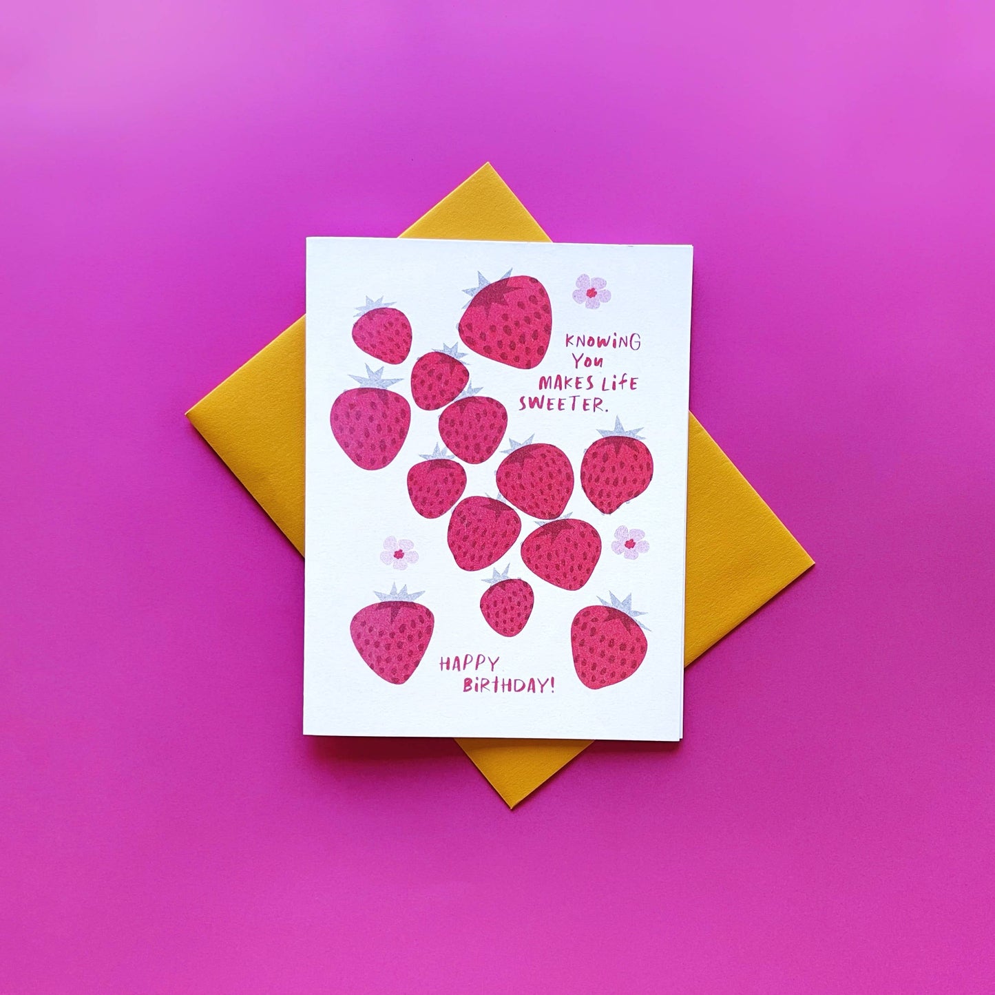 Sweet Strawberry Birthday - Risograph Greeting Card