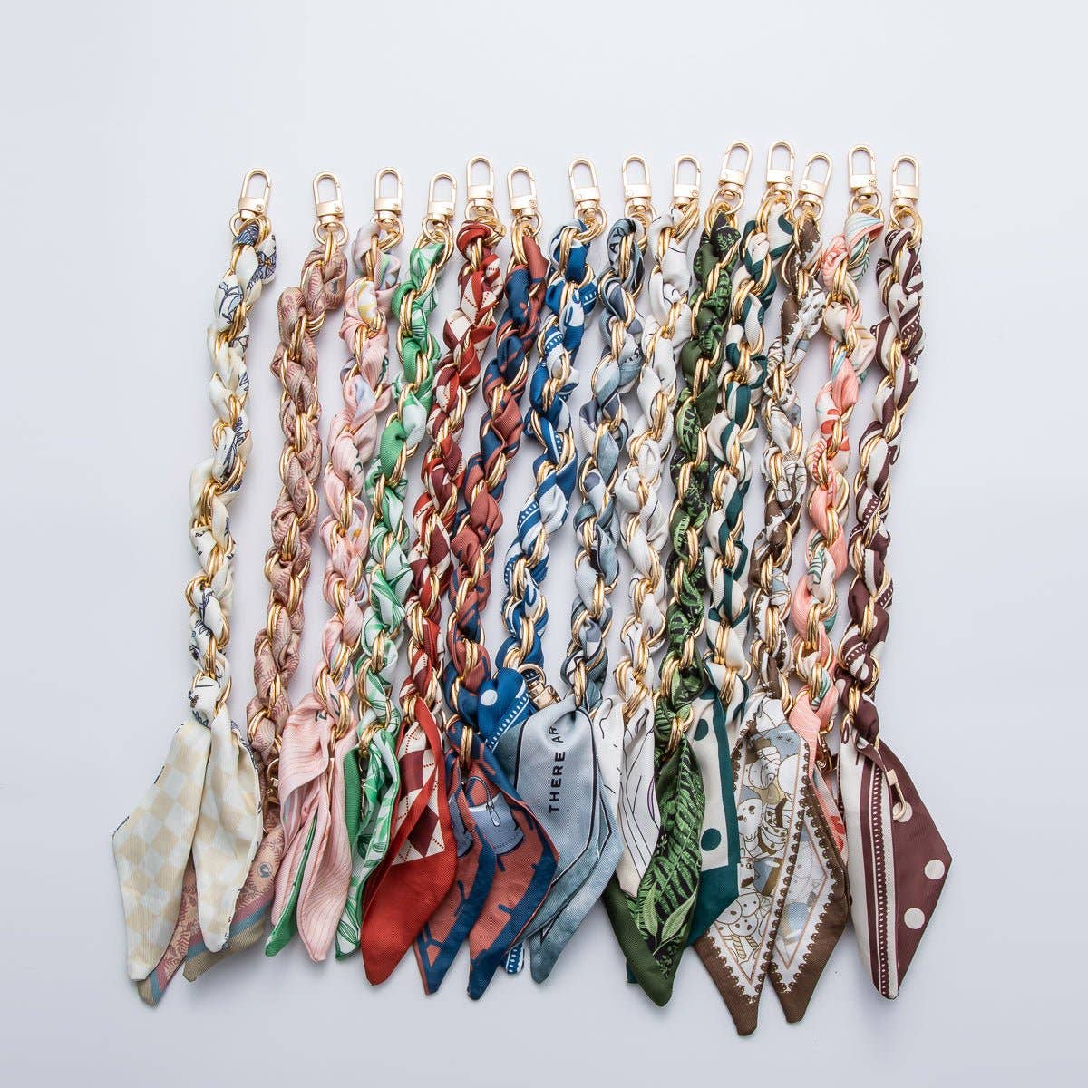 18K Gold Filled Silk Textile Knot Bag Charm Bracelet Keychain Accessories | WB-00156 - WB-00169