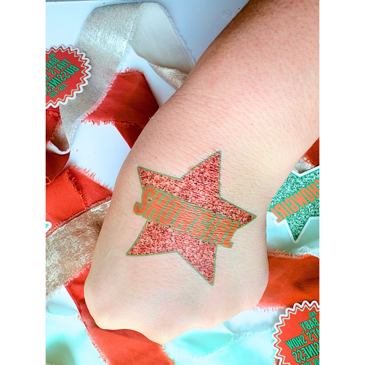Showgirl temporary tattoos for release|showgirl party