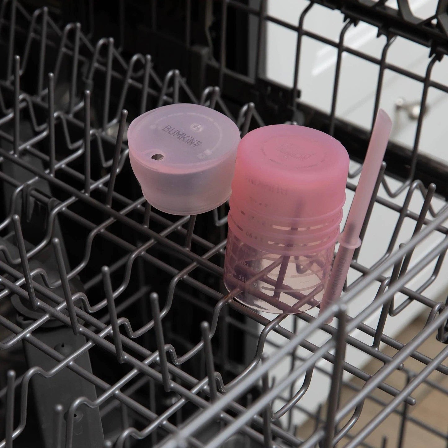 Silicone Straw Cup with Lid: Pink