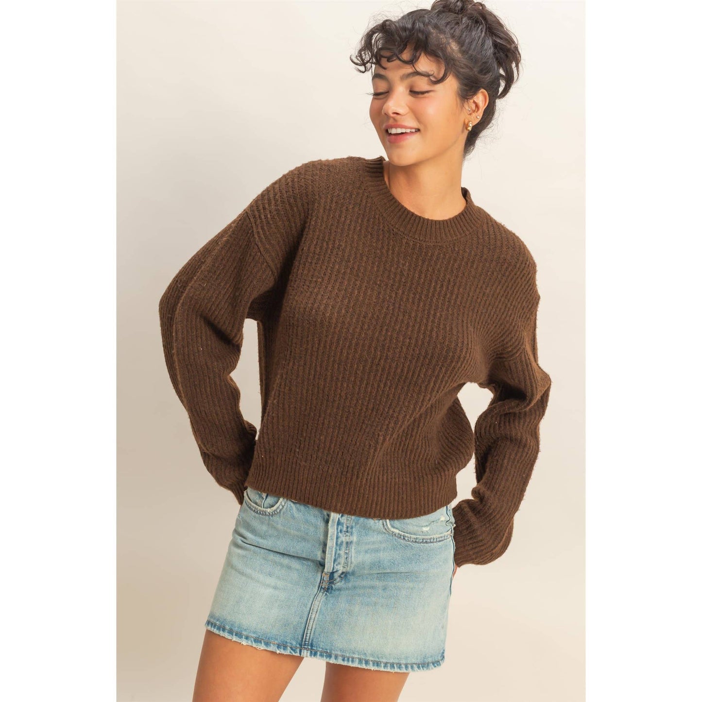 Ribbed Crew Neck Sweater