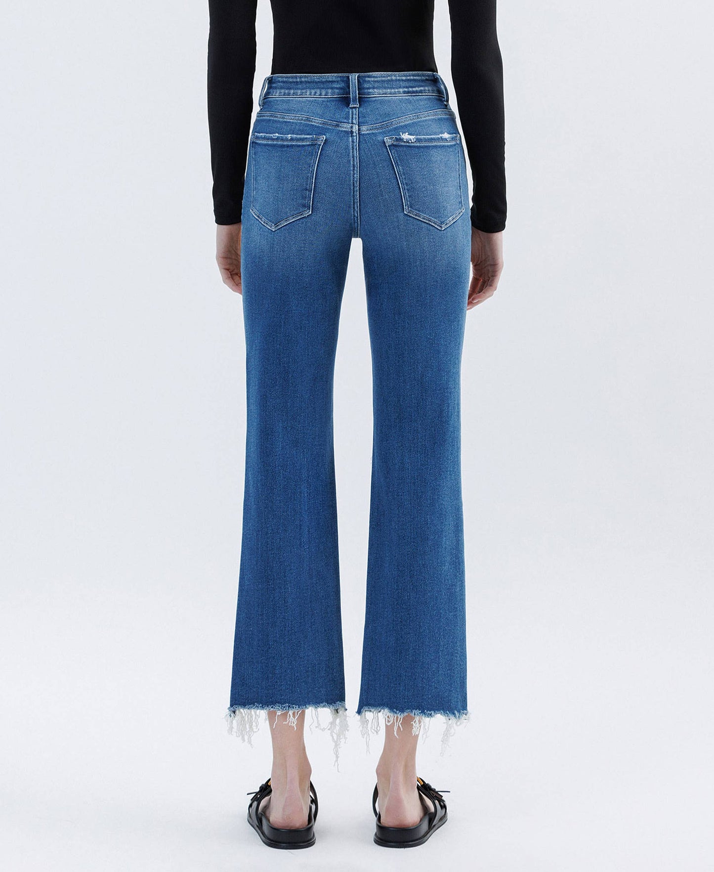 HIGH RISE DISTRESSED CROP STRAIGHT JEANS LV1669