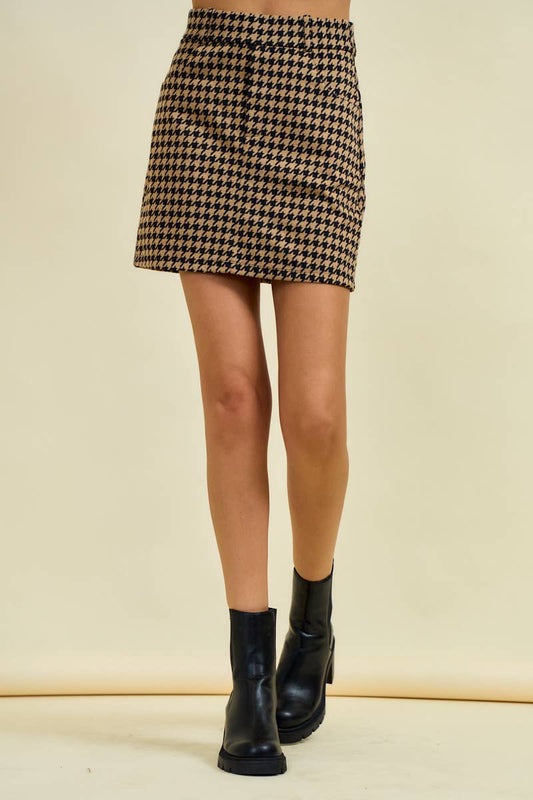 HOUNDSTOOTH JACQUARD MINI SKIRT - 6566S