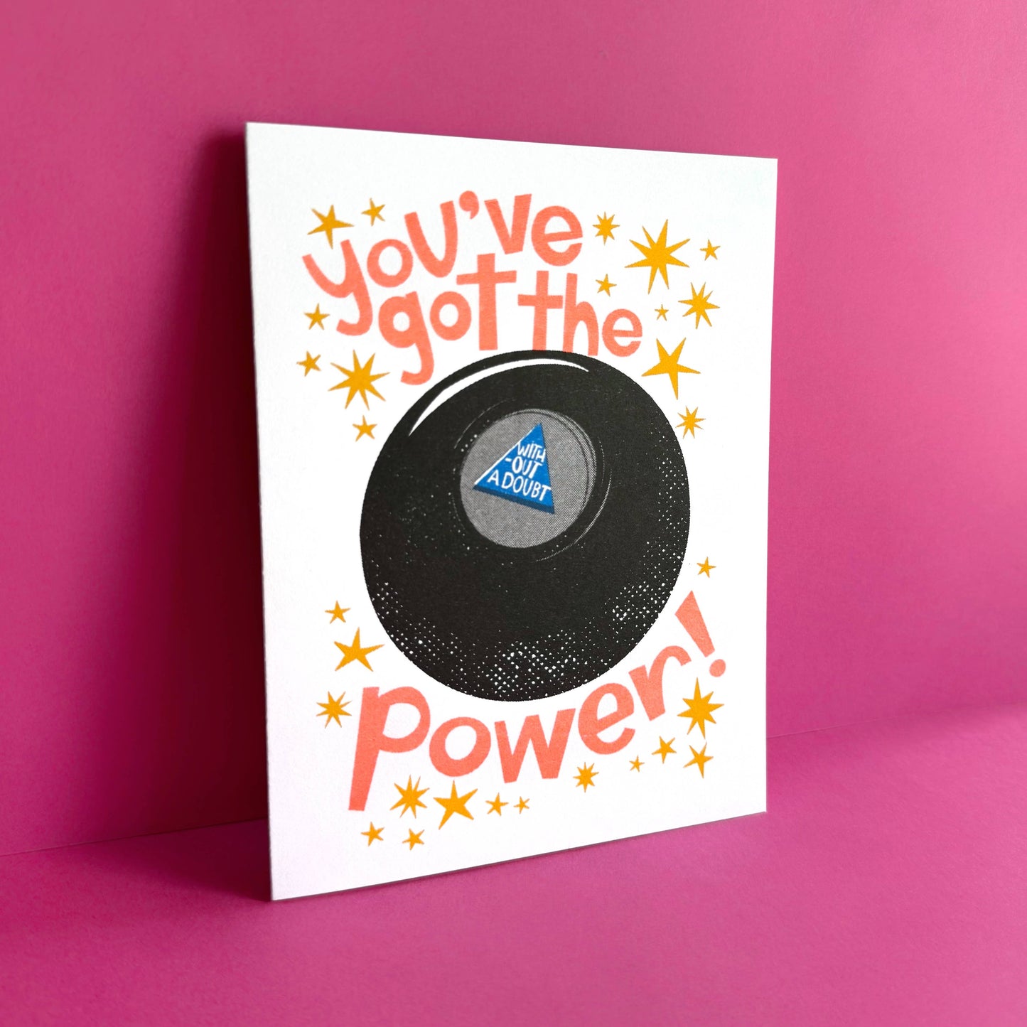 You've Got the Power 8-Ball Congrats Risograph Card