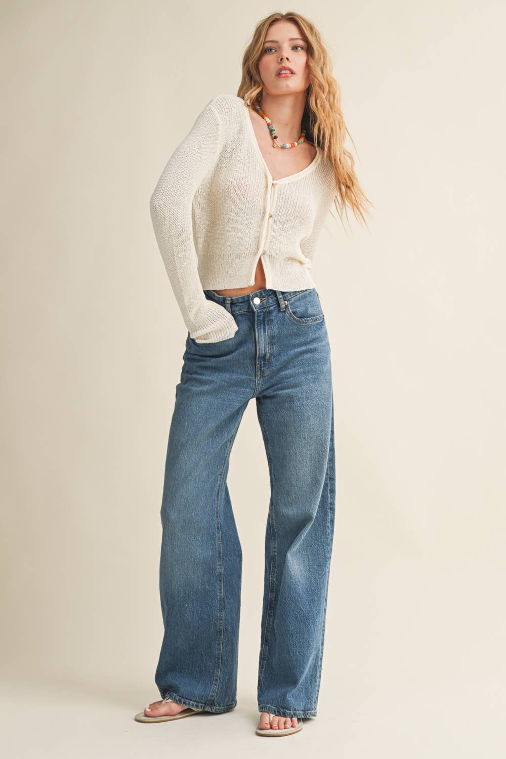 J6282   LIGHT WEIGHT BUTTON FRONT CARDIGAN