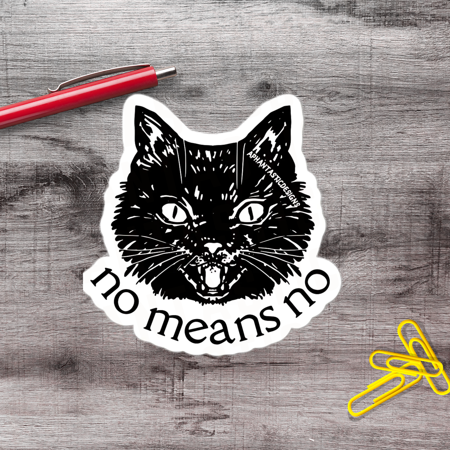 No Means No Black Cat Vinyl Sticker