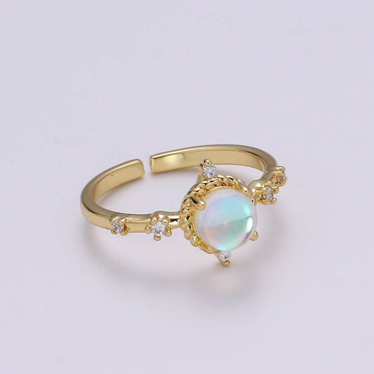 Dainty Monstone Ring Celestial Ring Minimalist Crystal Ring Statement Ring Adjustable Ring Stacking Ring Girlfriend Gift R-336
