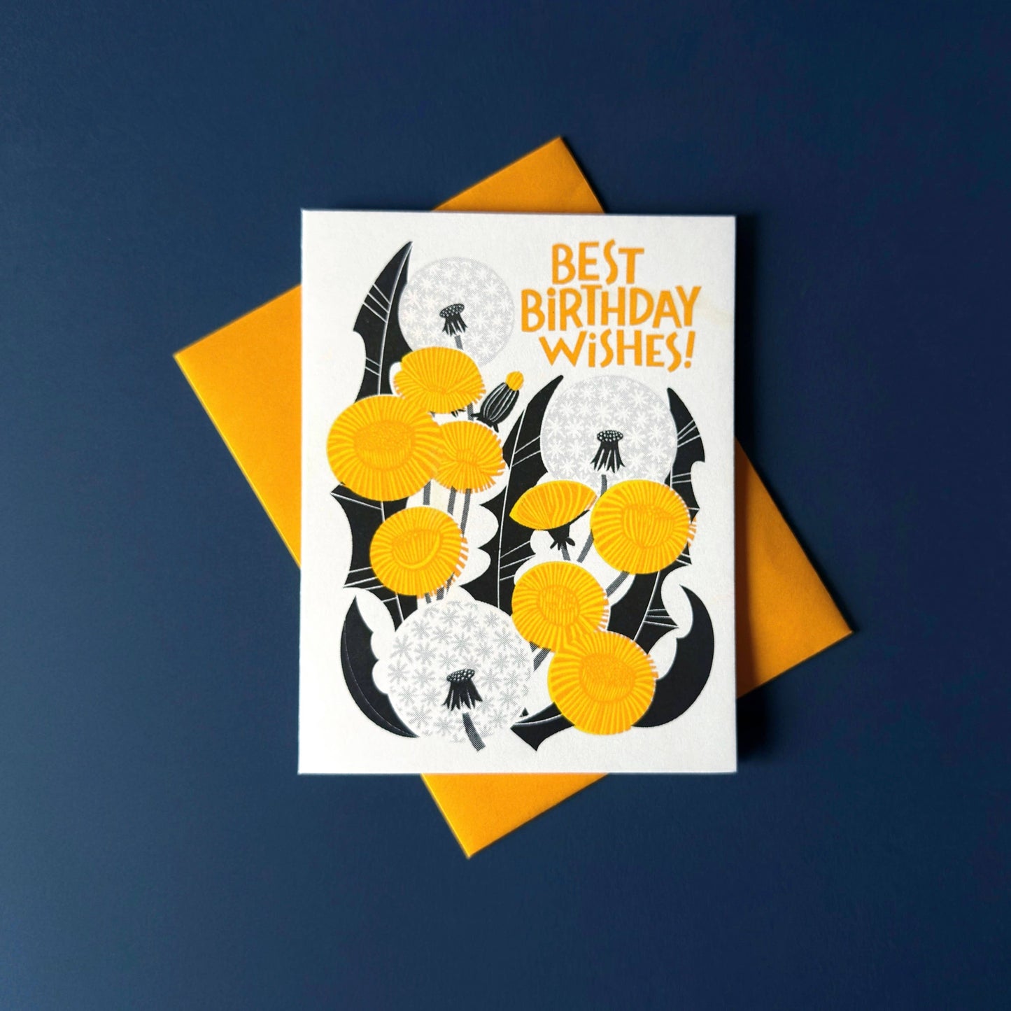 Dandelion Wishes Botanical Risograph Birthday Card