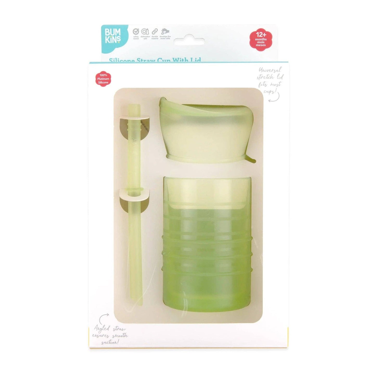 Silicone Straw Cup with Lid: Sage
