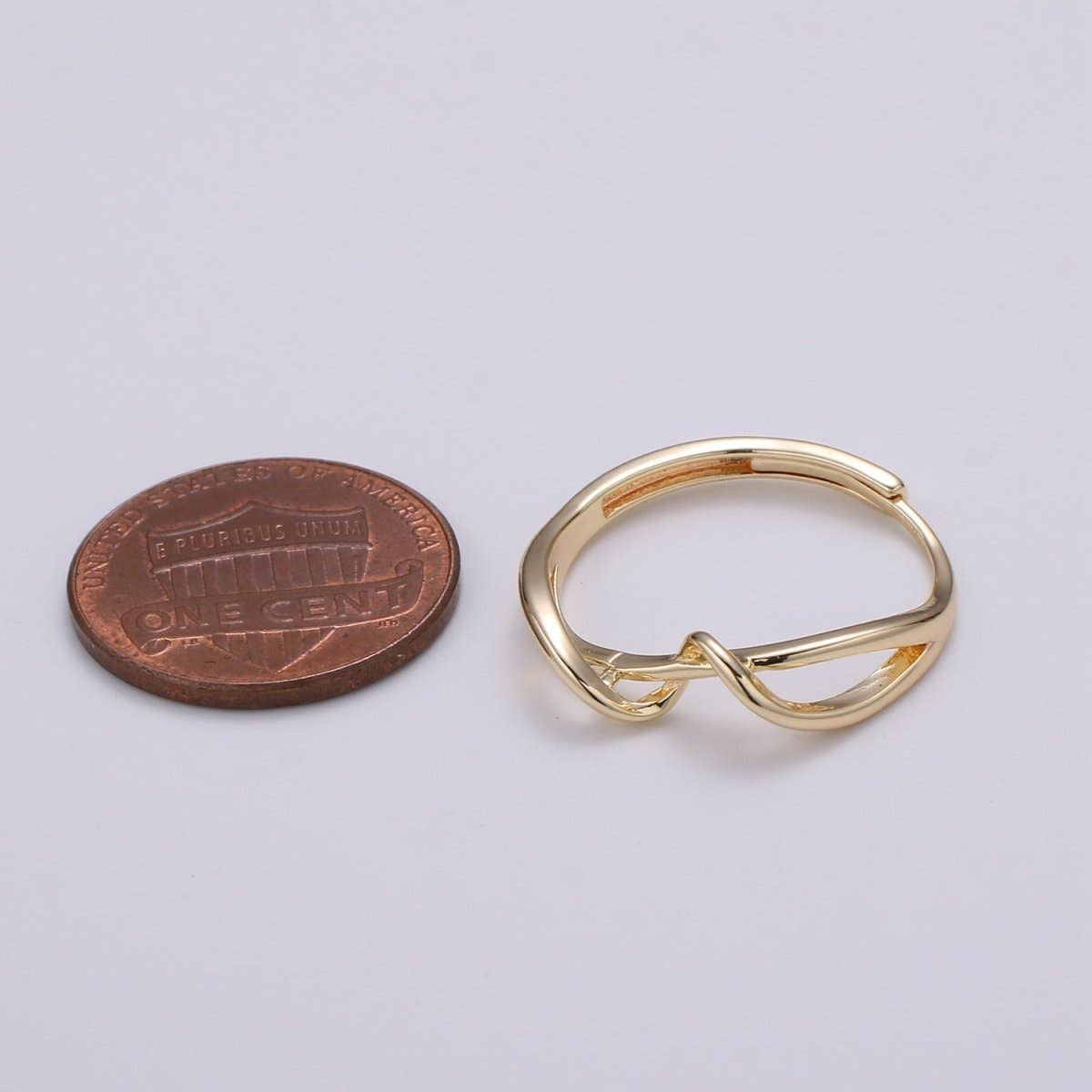 Simple Wave Gold Filled adjustable Ring R-250