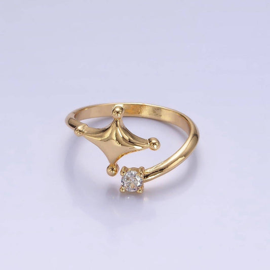 14K Gold Filled Celestial Star Dotted CZ Wrap Ring | O1260