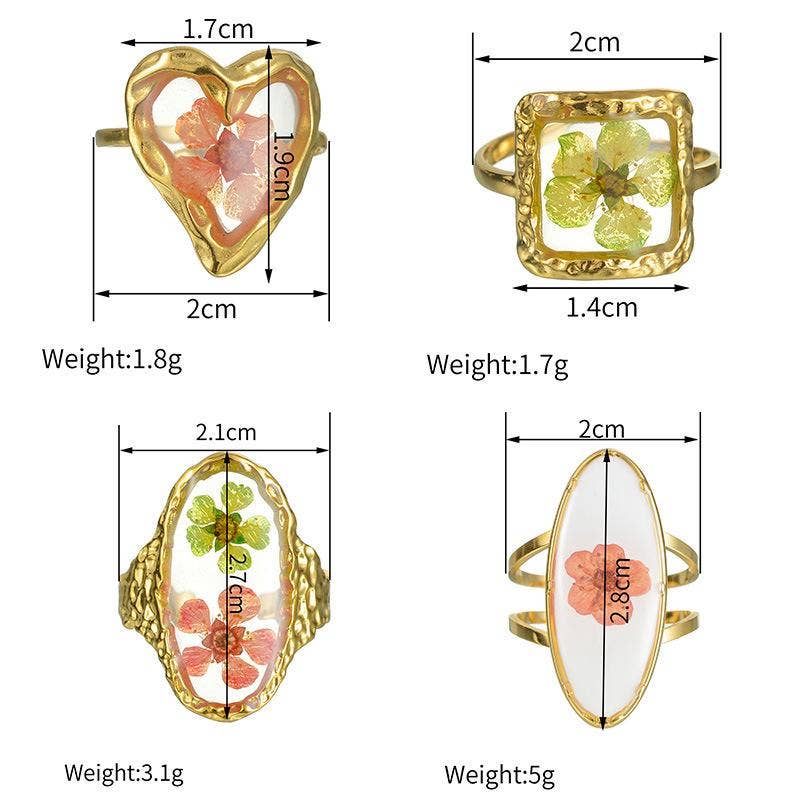 18K Gold Plated Stainless Steel Floral Ring - FGS/PDF